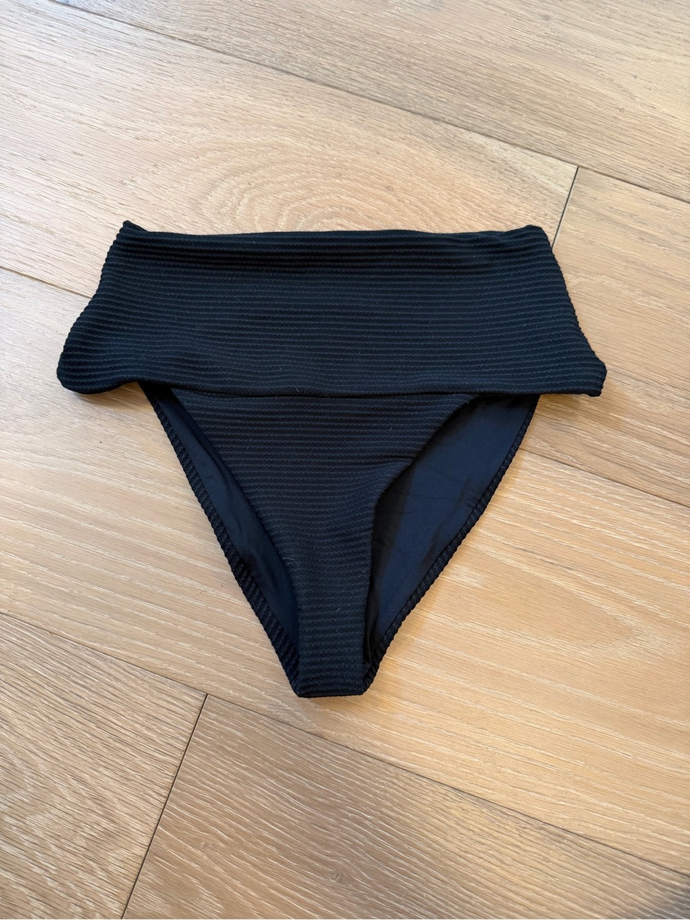 l*space Black Ribbed High-Waist Bikini Bottom